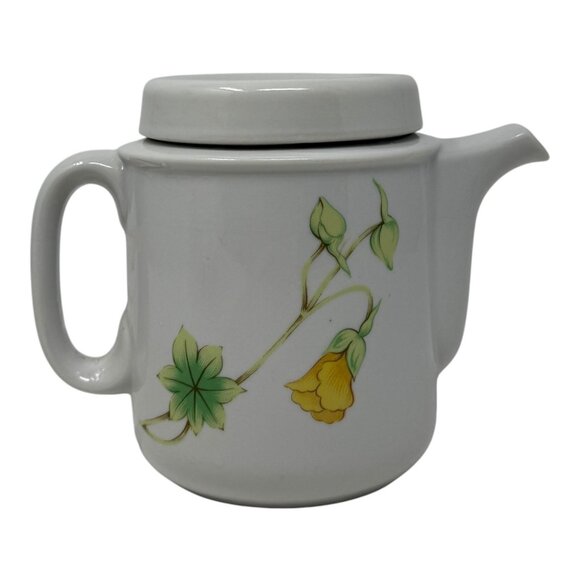 Toscany Meredith Fine China Teapot With Lid Yellow Flower Green Leaf Tea Pot - Picture 1 of 8